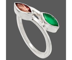 Hessonite Garnet and Green Onyx Ring size-7 SDR232203 R-1235, 4x8 mm