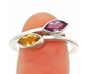 Citrine and AMethyst Ring size-9 SDR232204 R-1235, 4x8 mm