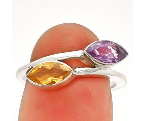 Citrine and Amethyst Ring size-6 SDR232231 R-1235, 4x8 mm