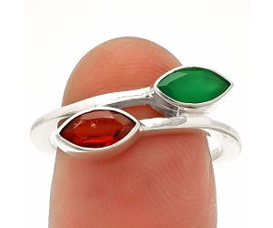 Hessonite Garnet and Green Onyx Ring size-8 SDR232235 R-1235, 4x8 mm