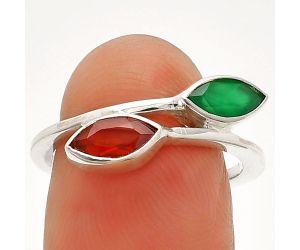 Hessonite Garnet and Green Onyx Ring size-7 SDR232240 R-1235, 4x8 mm