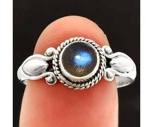 Blue Fire Labradorite Ring size-9 SDR232330 R-1345, 6x6 mm