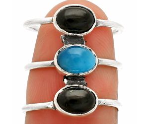 Smithsonite and Black Onyx Ring size-5.5 SDR232333 R-1719, 7x5 mm