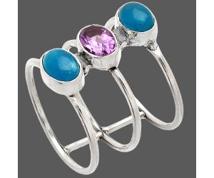 Smithsonite and Amethyst Ring size-7 SDR232362 R-1719, 7x5 mm