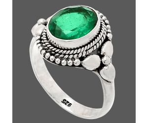 Lab Created Emerald Ring size-7.5 SDR232528 R-1286, 8x10 mm