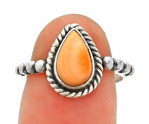 Natural Spiny Oyster Shell Ring size-7 SDR232605 R-1252, 6x10 mm