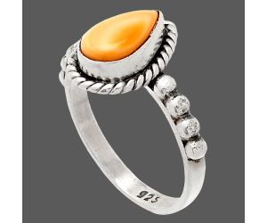 Natural Spiny Oyster Shell Ring size-7 SDR232605 R-1252, 6x10 mm