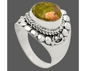 Unakite Ring size-7.5 SDR232690 R-1399, 10x10 mm