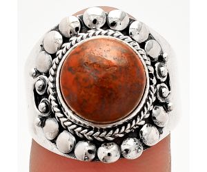 Red Moss Agate Ring size-7.5 SDR232700 R-1399, 10x10 mm