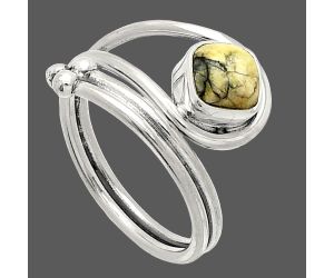 Adjustable - Authentic White Buffalo Turquoise Nevada Ring size-7 SDR232804 R-1276, 6x6 mm