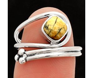 Adjustable - Authentic White Buffalo Turquoise Nevada Ring size-6.5 SDR232805 R-1276, 6x6 mm