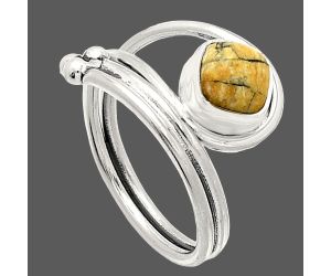 Adjustable - Authentic White Buffalo Turquoise Nevada Ring size-6.5 SDR232805 R-1276, 6x6 mm