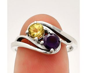 Citrine and African Amethyst Ring size-8 SDR232875 R-1048, 5x5 mm