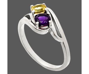 Citrine and African Amethyst Ring size-8 SDR232875 R-1048, 5x5 mm