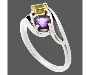 Citrine and African Amethyst Ring size-7 SDR232877 R-1048, 5x5 mm