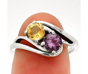 Citrine and Amethyst Ring size-6 SDR232887 R-1048, 5x5 mm