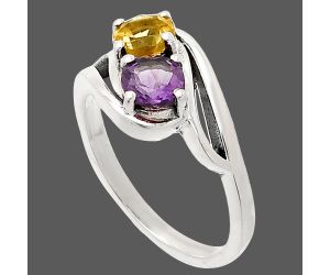 Citrine and Amethyst Ring size-6 SDR232887 R-1048, 5x5 mm