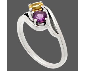 Citrine and Amethyst Ring size-9 SDR232894 R-1048, 5x5 mm
