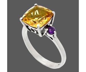 Citrine and Amethyst Ring size-6 SDR233033 R-1016, 10x10 mm
