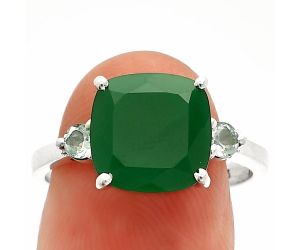 Green Onyx and Sky Blue Topaz Ring size-8 SDR233035 R-1016, 10x10 mm
