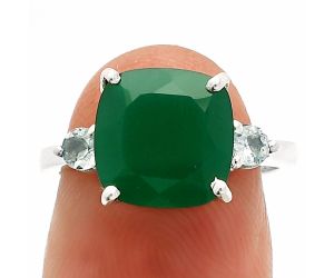 Green Onyx and Sky Blue Topaz Ring size-6 SDR233036 R-1016, 10x10 mm