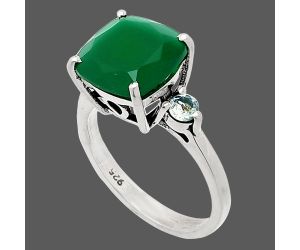 Green Onyx and Sky Blue Topaz Ring size-6 SDR233036 R-1016, 10x10 mm
