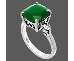 Green Onyx and Sky Blue Topaz Ring size-6 SDR233038 R-1016, 10x10 mm