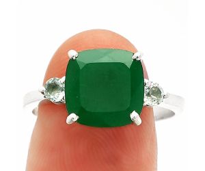 Green Onyx and Sky Blue Topaz Ring size-9 SDR233039 R-1016, 10x10 mm