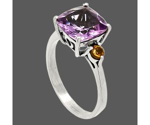 Amethyst and Citrine Ring size-9 SDR233061 R-1016, 10x10 mm