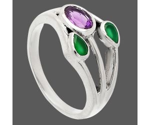 African Amethyst and Green Onyx Ring size-10 SDR233140 R-1024, 7x5 mm