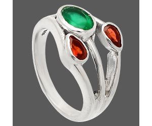 Green Onyx and Garnet Ring size-9 SDR233153 R-1024, 7x5 mm