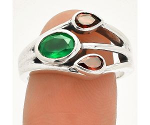 Green Onyx and Garnet Ring size-8 SDR233193 R-1024, 7x5 mm