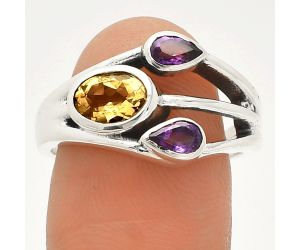 Citrine and Amethyst Ring size-8 SDR233198 R-1024, 7x5 mm