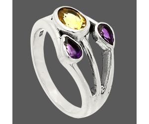 Citrine and Amethyst Ring size-8 SDR233198 R-1024, 7x5 mm