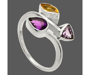 African Amethyst and Citrine Ring size-9 SDR233232 R-1040, 7x5 mm