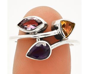 African Amethyst and Citrine Ring size-8 SDR233237 R-1040, 7x5 mm