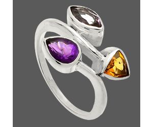 African Amethyst and Citrine Ring size-7 SDR233252 R-1040, 7x5 mm