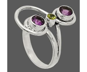 African Amethyst and Peridot Ring size-8 SDR233270 R-1231, 5x5 mm