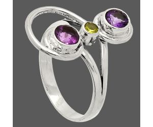 African Amethyst and Peridot Ring size-9.5 SDR233272 R-1231, 5x5 mm
