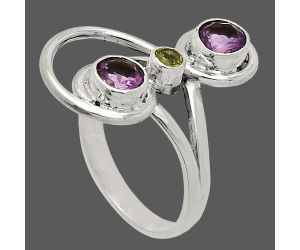 African Amethyst and Peridot Ring size-7 SDR233275 R-1231, 5x5 mm