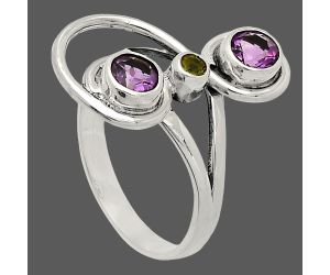 African Amethyst and Peridot Ring size-9 SDR233276 R-1231, 5x5 mm