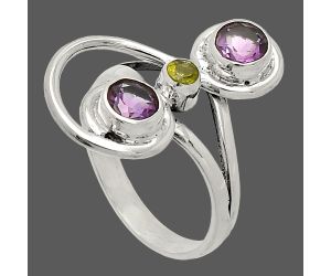 African Amethyst and Peridot Ring size-7 SDR233277 R-1231, 5x5 mm
