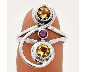 Citrine and Amethyst Ring size-8 SDR233278 R-1231, 5x5 mm