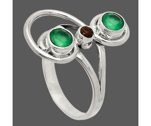 Green Onyx and Garnet Ring size-9 SDR233282 R-1231, 5x5 mm