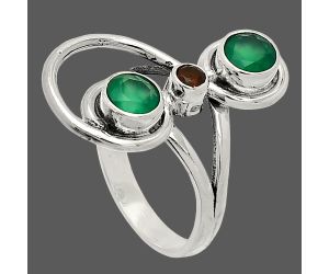 Green Onyx and Garnet Ring size-6 SDR233283 R-1231, 5x5 mm