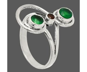 Green Onyx and Garnet Ring size-9.5 SDR233285 R-1231, 5x5 mm