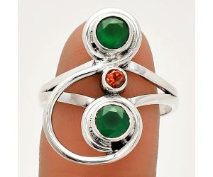 Green Onyx and Garnet Ring size-9.5 SDR233289 R-1231, 5x5 mm