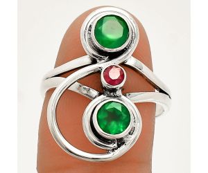 Green Onyx and Garnet Ring size-8 SDR233291 R-1231, 5x5 mm