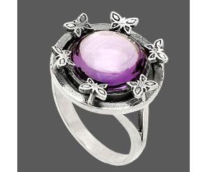 Butterfly - Rose De France Amethyst Cab Ring size-8 SDR233668 R-1716, 12x12 mm