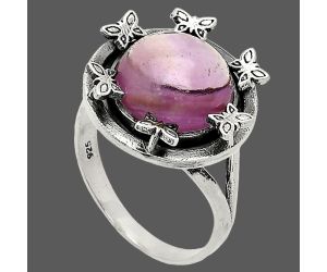 Butterfly - Rose De France Amethyst Cab Ring size-9 SDR233670 R-1716, 12x12 mm